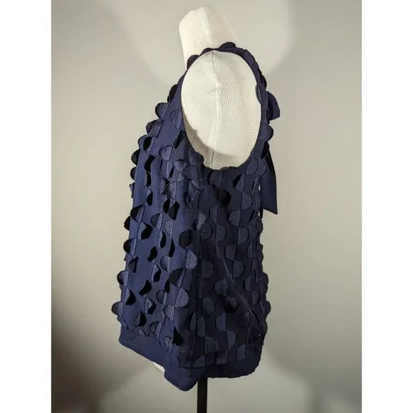 Maeve by Anthropologie Navy Sleeveless Dimensional Blouse Women's Size 0 - Picture 3 of 6